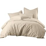 Royal Hotel Bedding Cotton-Blend Queen Duvet Covers Wrinkle-Free Soft Cool and Breathable - 650 Thread-Count 3 Piece Duvet Cover Set, Full/Queen Size, Beige-Tan