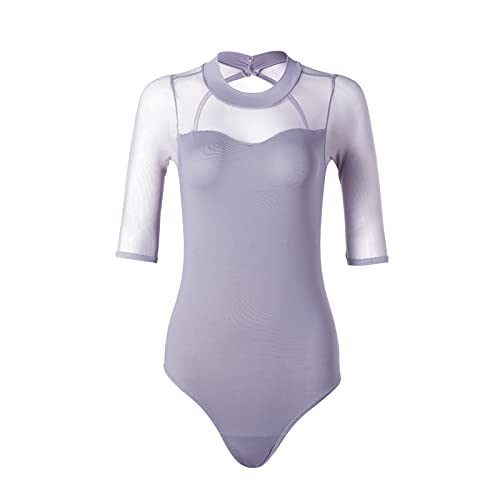 YCMI Women\'s Dance Leotards Ballet Tank Gymnastics Dancewear Cute Ballerina Adult Leotard Bodysuit Light Purple A size UP