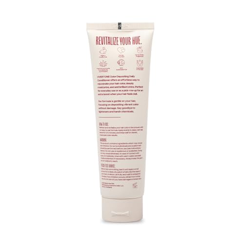 Image of Overtone Daily Color Depositing Conditioner - 4.5oz Temporary Coloring Conditioner with Shea Butter & Coconut Oil - Refresh Color & Prevent Fading - Vegan & Cruelty-Free, Red for Brown is Scarlet Red