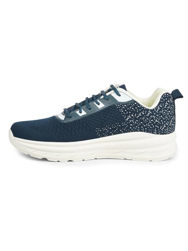 Image of Liberty Force 10 MATCHER-3E Lacing Sports Running Shoes for Men - Black & Teal Blue | Comfortable and Durable | Suitable for Lace-Up Gym, Walking, Jogging & Outdoor Shoes for Gents | Cushioned Footbed