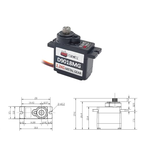 Image of GOTECK 2PCS D9018MG 9g Mini Servo, Micro Full Metal Gear Digital Servo,with Metal Horn for RC Car Model Boat Fixed-Wing Helicopter Airplane Robot