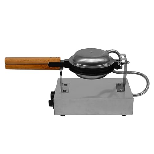 KuKoo Single Waffle Maker Machine Rotating Round Deep Fill Non-Stick Iron Plates Electric 1000W 50-250°C Automatic Temperature 1-5 Minute Timer Commercial Stainless Steel Cool Touch Handle FREE Tongs - Image 3