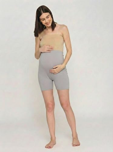 Image of Women's High Waist & Mid-Thigh Cotton Lycra Maternity Shorts|Pregnancy Panty|Maternity Panties Over The Belly for The Pre & Post Pregnancy