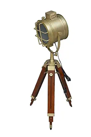 USEW Handmade Antique Metal Tripod Spotlight, Pack of 1 Light, 1 Stand