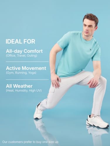Image of TECHNOSPORT Men's Slim Fit Polyester Activewear Sports T-Shirt with Moisture-Wicking Comfort for Workout, Running & Gym