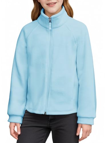 Haloumoning Veste pour filles Col montant Veste polaire Teddy Enfants Légère Manteau en peluche Sherpa Couleur unie Décontractée Chaude Veste d'hiver avec fermeture...