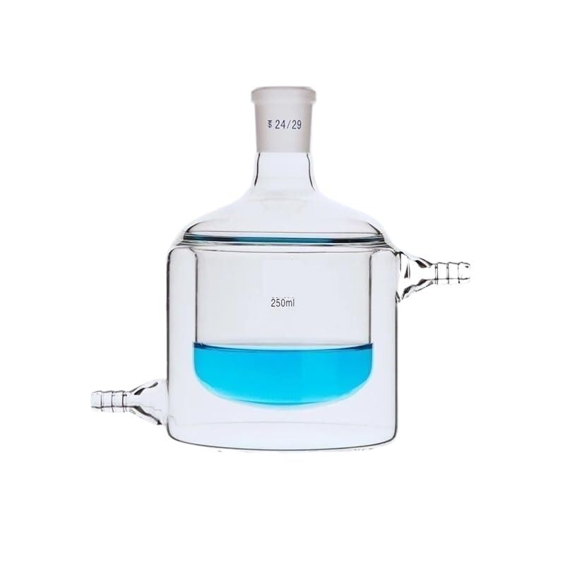 Matraz de vidrio de alto contenido en borosilicato Matraz de reacción de laboratorio con camisa de un solo cuello de vidrio de borosilicato de fondo plano(100mL caliber 24)