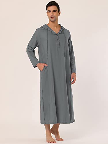 Lars Amadeus Men's Nightshirt Long Sleep Shirt Hooded Loungewear Nightgown Pajamas2
