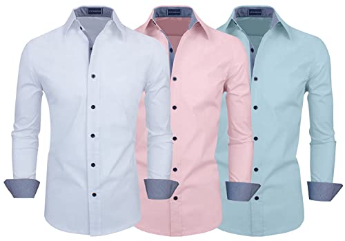 Image of Zombom Men's Combo Regular Fit Cotton Blend Full Sleeve Casual Shirts Pack of 3