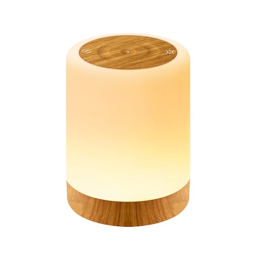 Auxmir Bedside Table Lamp, RGB Colors & 4 Modes LED Touch Table Night Light, Portable Wireless Dimmable Lamp with Timer Function for Living Room, Bedroom, Camp