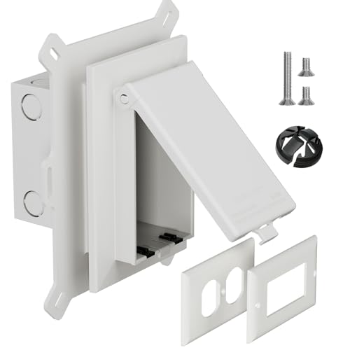 DBVS1W-1 Caja de salida de revestimiento de vinilo, de perfil bajo en caja, kit de placa de pared...