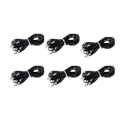 iSoHo Phones Bundle of 6 Telephone Cord Handset Curly - 2 Sets (3 x 15ft, 3 x 25ft) - Crisp Sound, Easy to Use - Perfect for Home or Office - Black