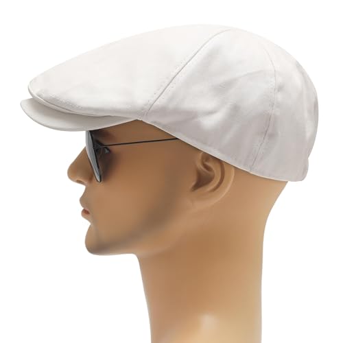 Image of ZLYC Men Cotton Flat Cap Summer Scally Ivy Gatsby Newsboy Beret Driver Cabbie Hunting Hat