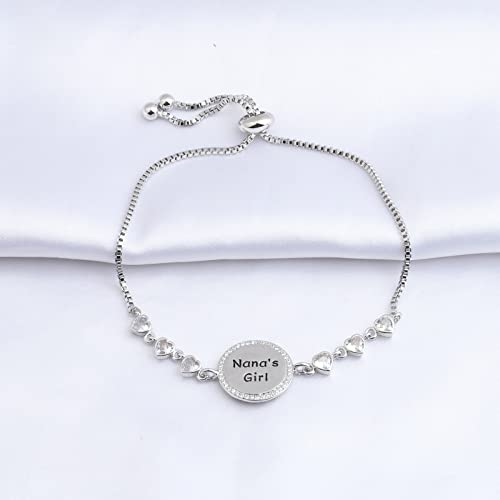 Image of FEELMEM Nana's Girl Slider Bracelet To My Girl Jewelry Granddaughter Gift Grandkids Jewelry Granddaughter Graduation Gift (Nana's Girl Bracelet)