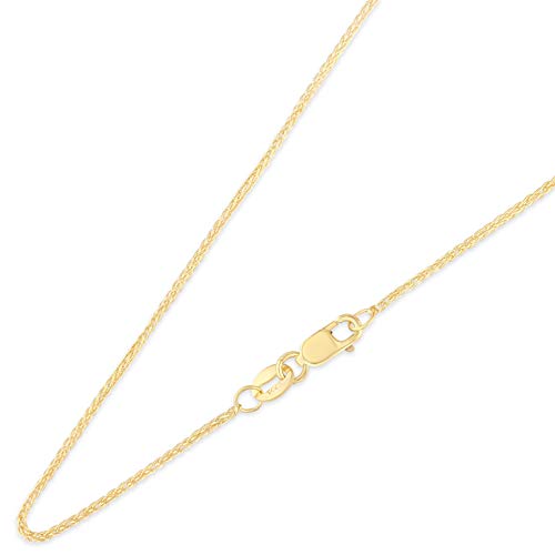 Ioka - REAL Solid 14K Gold 1.1mm Wheat Chain Necklace with Lobster Clasp in Yellow & White Gold | Dainty Layering necklaces2