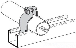 B-Line B2000 2-Piece Pipe Clamp, 1-1/4 in Conduit, Steel