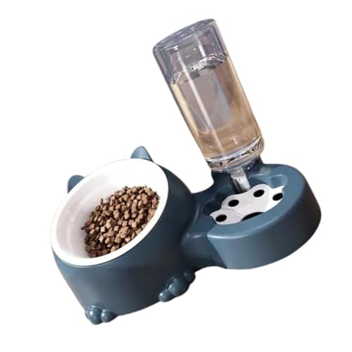 猫 食器 自動給水器 一体型 16度傾斜 中小型犬用 フードボウル 取り外し可能 猫 えさ 皿 水洗い可能 猫 餌入れ 猫 給餌器 ペットボウル 猫 えさやり器 犬えさやり器