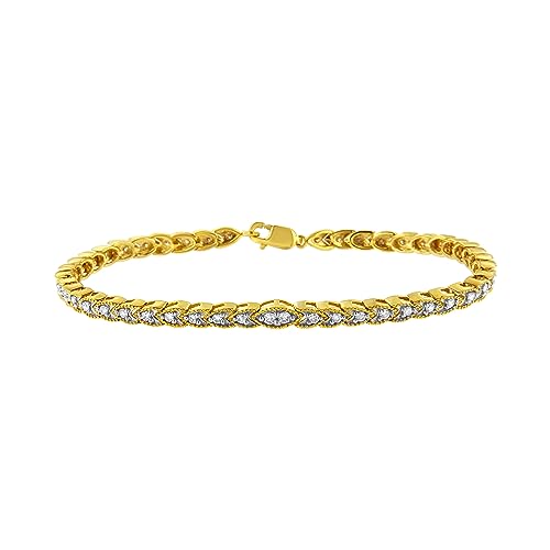 Haus of Brilliance 10K Yellow Gold Plated .925 Sterling Silver 1 cttw Prong-Set Diamond Pear Shape Link Bracelet (I-J Color, I1-I2 Clarity) - 7.25"