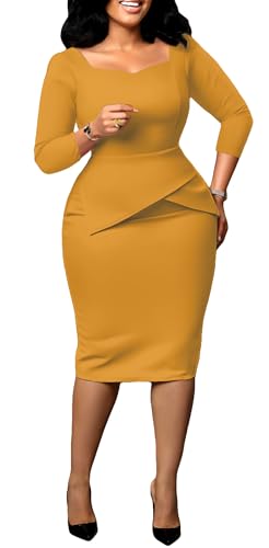 Image of ZVO Church Dress for Women Casual Dress Office Work Bodycon Midi Dresses