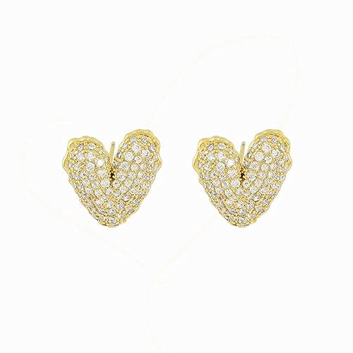 Boucles d'oreilles cœur en micro-zircon doré, bijoux légers de luxe pour femmes élégantes