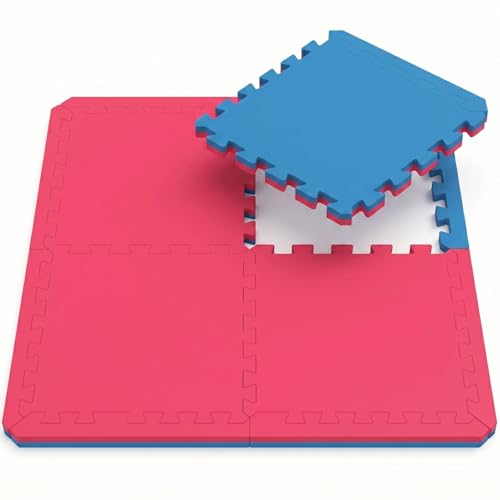 eyepower Tapis de Sol Fitness 2 cm Épaisseur - Lot de 4 Dalles 63x63 cm Mousse EVA Emboîtables - Gym Maison Protection Équipement Musculation -...