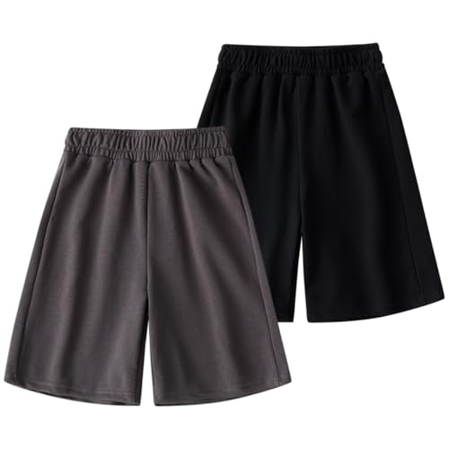 Short de sport garçon en coton lot de 2 bermudas d'été unis 3-13 ans