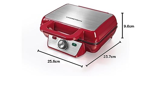 GOURMETmaxx Belgisches Waffeleisen | Waffelautomat für 2 Belgische Waffeln, Antihaftbeschichtung  | 1000 Watt [Rot] - 5