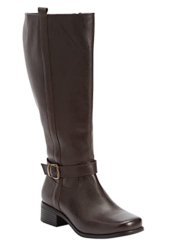 Comfortview Donna Wide Calf Leather Boot Tall Knee High Women's Winter Shoes (Wide Widths Available)