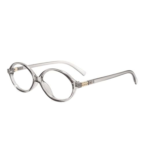 Image of Slocyclub Fashion Oval Blue Light Blocking Glasses for Women Men Vintage Oval Small Frame Eyeglasses Retro Glasses, Grey