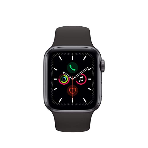 Image of Apple Watch Series 5 (GPS + Cellular, 40MM) - Stainless Steel Case with Black Sport Band (Renewed)