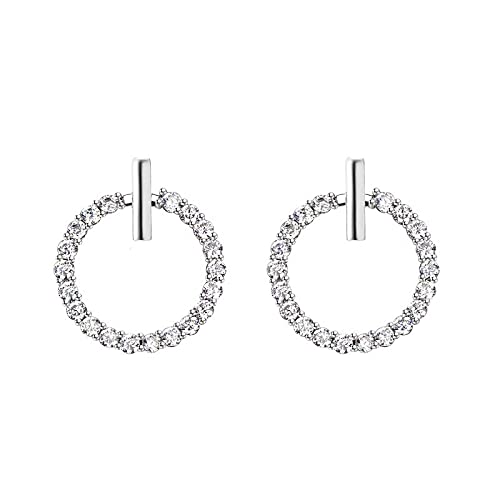 Orecchini a Bottone Rotondi Geometrici con Strass di Cristallo in Argento Sterling alla Moda per Le Donne Bellissimi Gioielli Orecchini di Fascia Alta