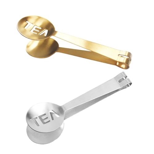 OKUMEYR 2 Pezzi Clip Colino Tè Acciaio Inossidabile Spremiagrumi Bustine Tè Facile Usare Design Ergonomico Sicuro Pratico Conservazione Compatta