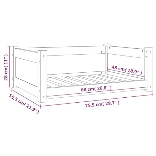 vidaXL Hundebett Weiß 75,5x55,5x28cm Massivholz Kiefer Hundekorb Hundesofa