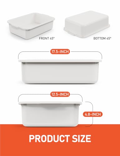 WYT White 13 L Commercial Bus Tubs/Tote Box, 5-Pack Plastic Storage Wash Basin Tub