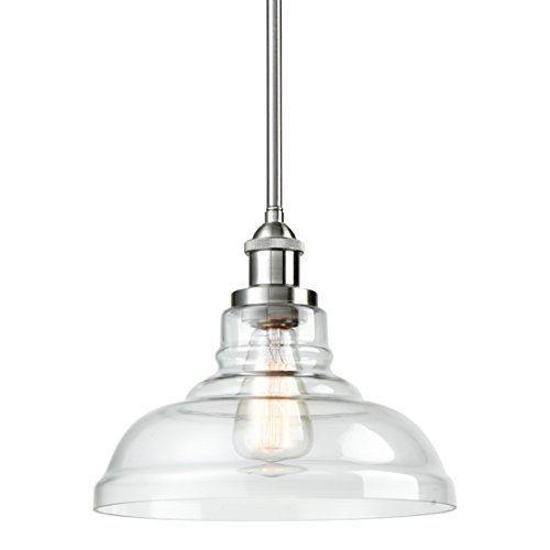 EUL Industrial Vintage Edison 1-Light Brushed Nickel Pendant Clear Glass Hanging Lights