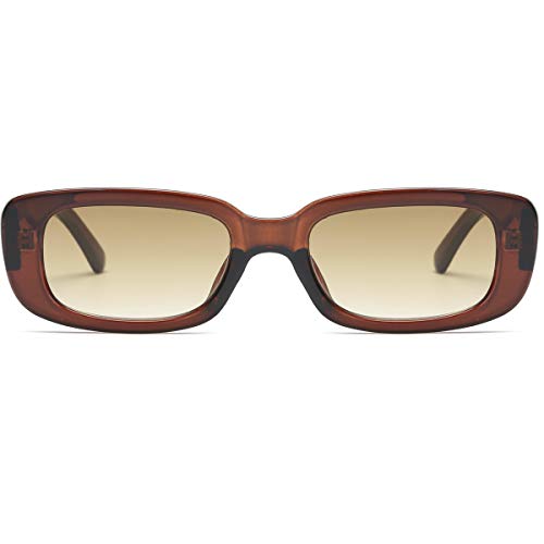 Image of Vintage Rectangle Sunglasses for Women Men 90s Fashion Narrow Square Frame Eyewear UV400 Protection