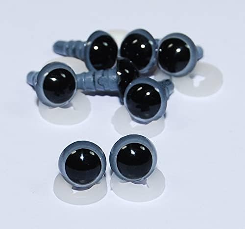 celloexpress Pack of 4 Pairs - Smokey Grey Eyes with Plastic Backs - 8mm - Safety Eyes for Soft Toy or Teddy Bear Making