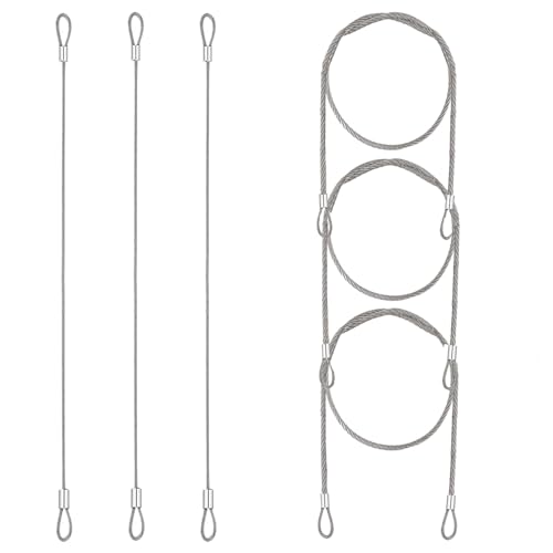 6 Pcs Stainless Security Cable Steel Cable with Loops Wire Cable Loop Safety Cable Lock Steel Wire Lock Security Wire Rope with Double Loop for Stage Lighting Luggage Lock Black (12 Inch)