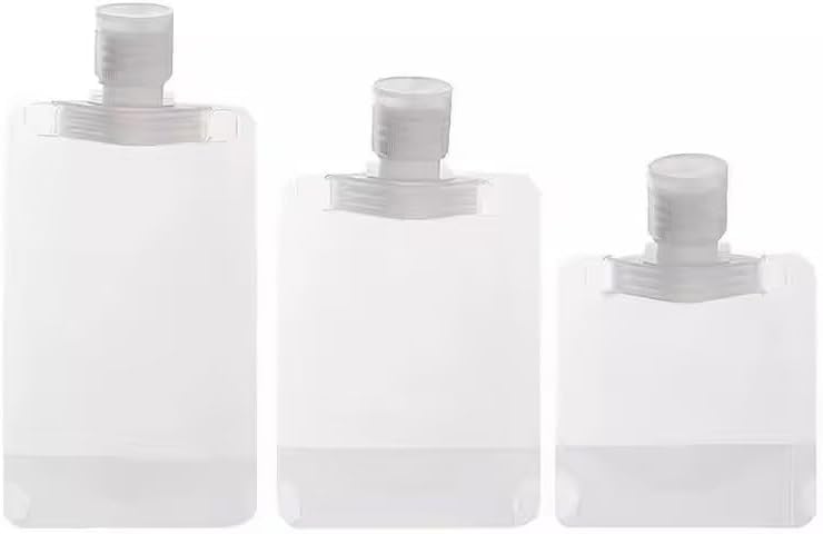 10 Pack Travel Size Squeeze Pouches, 30ml Clear Refillable Bottles, Portable Toiletry Containers, Refillable Leakproof Cosmetic Container Kits, Lotion Shampoo Shower Gel Squeezable Bags
