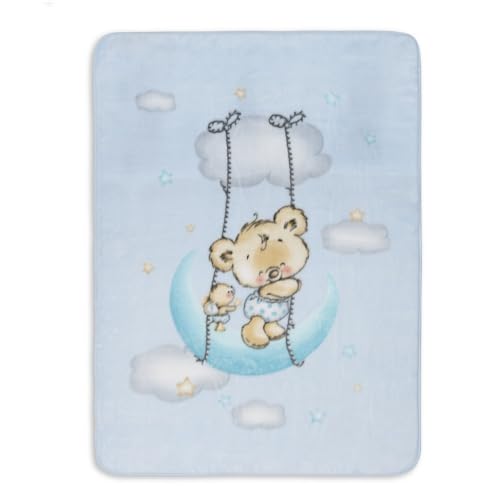 Danielstore Bebe Manta para bebé Manta Cuna 110 x 140 cm. Manta Bebé Recien Nacido Tacto Terciopelo Manta Multiusos Confortable Suave, Mullida y Universal Color Azul
