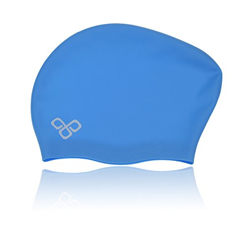 Vitchelo Waterproof Extra Large Swim Caps for Long Hair - Silicone Swimming Cap Dreadlocks Women & Ladies That Keeps Hair Dry (Blue)
