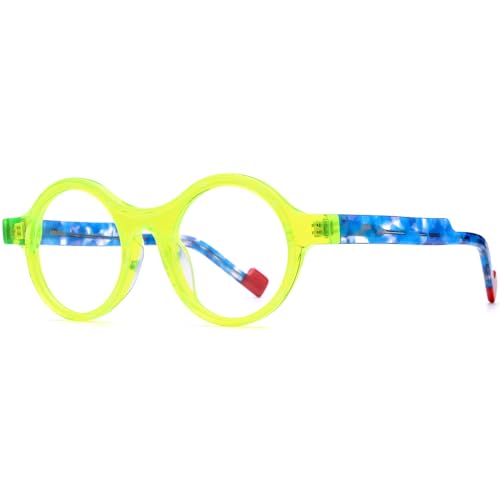 Image of HEPIDEM Multicolor Acetate Glasses Frame Women,Oversize Round Optical Eyeglasses 9345