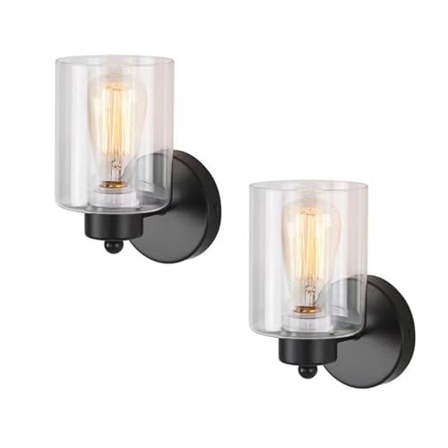 Juego de 2 apliques de pared de latón, lámpara de pared para escalera con apliques de cristal transparente de lujo, iluminación de pared para baño, iluminación de tocador