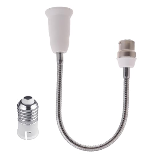 Uqezagpa Adaptador de soporte de luz extensor B22 a E27, extensión ajustable de 360 grados, base de lámpara LED, adaptador de enchufe ajustable