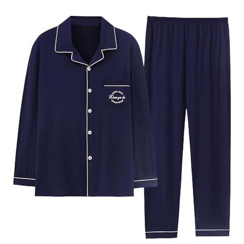 Pyjama pour hommes ouvert devant en lin avec chemise et pantalon de survêtement