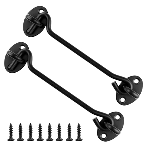 2 ganci tempesta in acciaio inox, 4 pollici, gancio per porta del fienile e chiavistello, gancio per porta torta e occhiello per cabina, serratura per armadio, gancio girevole per finestra per bagno