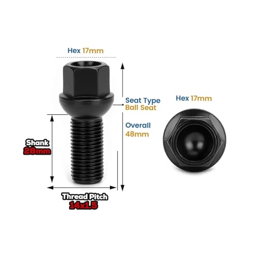 Pernos de Rueda M14 X 1.5 con Base de Bola de Alta Resistencia 4