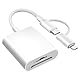 Duale Steckverbinder MicroSD/SD Kartenleser für iPhone iPad, Lightning & USB C SD Kartenleser Kamera Speicher kartenleser, USB-C OTG Adapter für Geräte mit iOS/Android/Anderen Systemen