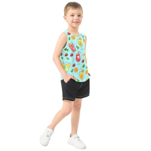 Strawberry Orange Juice Boys Tank Tops Quik Dry Toddler Tank Top Undershirts T-Shirts for Boys,3T4