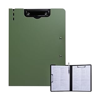 Clipboard Folder, A4 Foldable Clipboard with Horizontal and Vertical Double Metal Clips, 360 Degree Foldable Binder Clipboards with Pen Holder, File Cover Work Folder Clipboards, Green